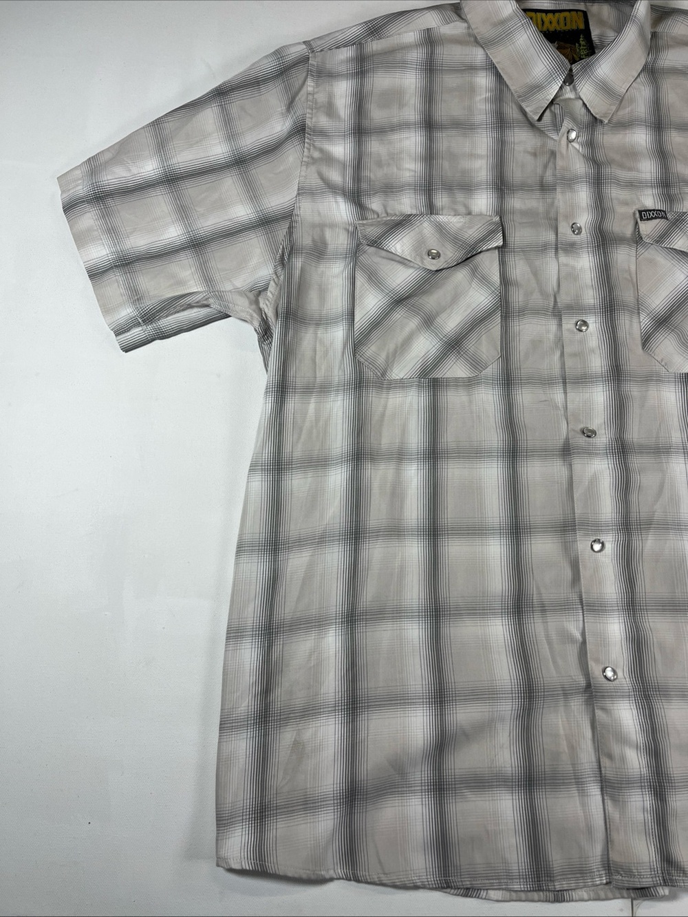 Dixxon Montana Short Sleeve Shirt Pearl Snap Gray Plaid Bamboo Men’s 3XL - Picture 3 of 15